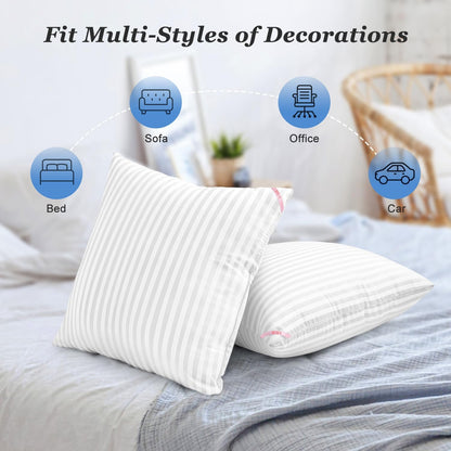 EIUE Throw Pillow Inserts, Machine Washable Pillows,Premium Polyester Fiber Fill for Sofa Bed & Decorative Cushions (White, 18x18inch)