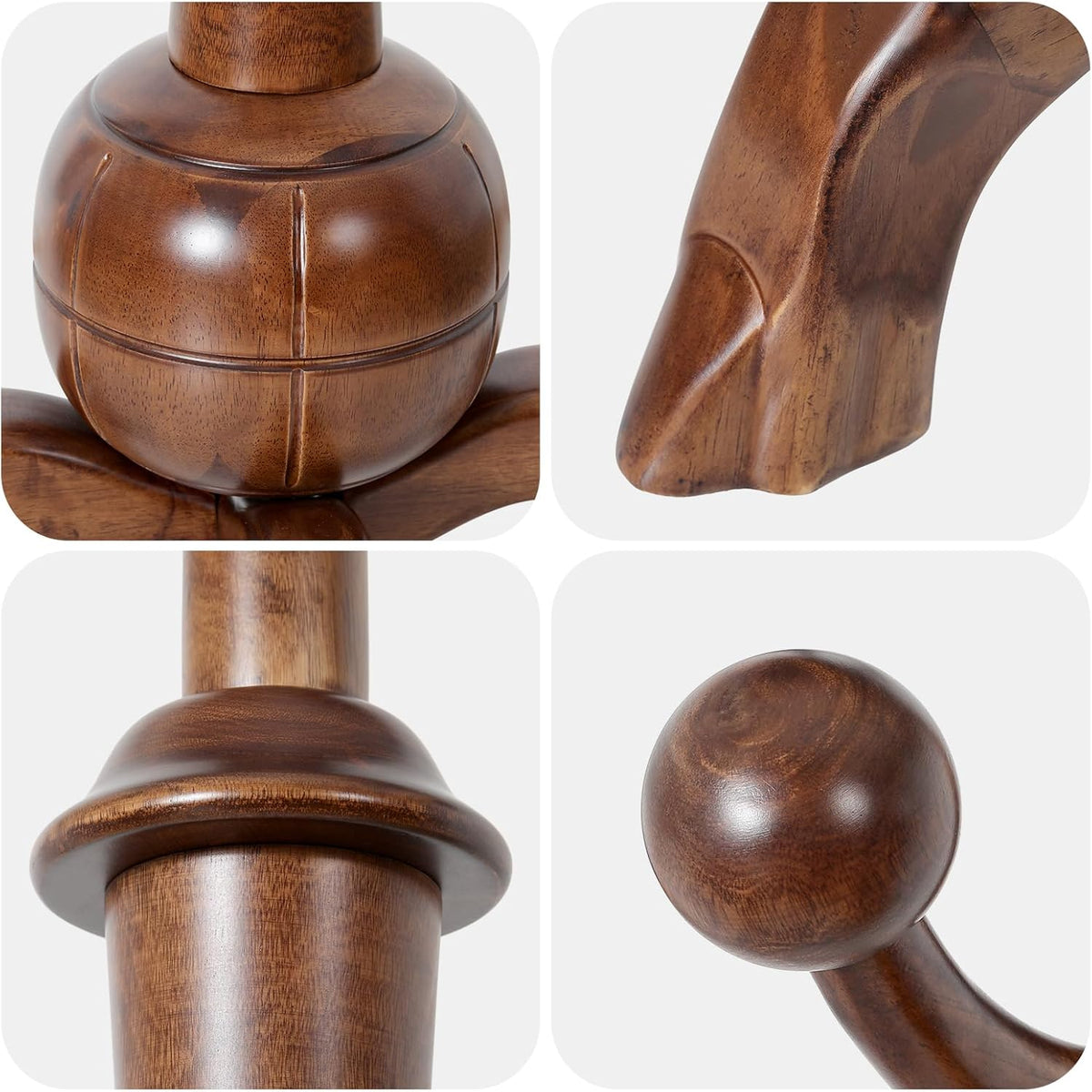 Coat Rack Freestanding Wood Coat Tree Rack with 8 Hooks, Creative Design Tree Branch-look, Standing Coat Rack Clothes Hanger Stand with Stury Base for Entryway, Hallway, Bedroom - Load 160lb (Walnut)