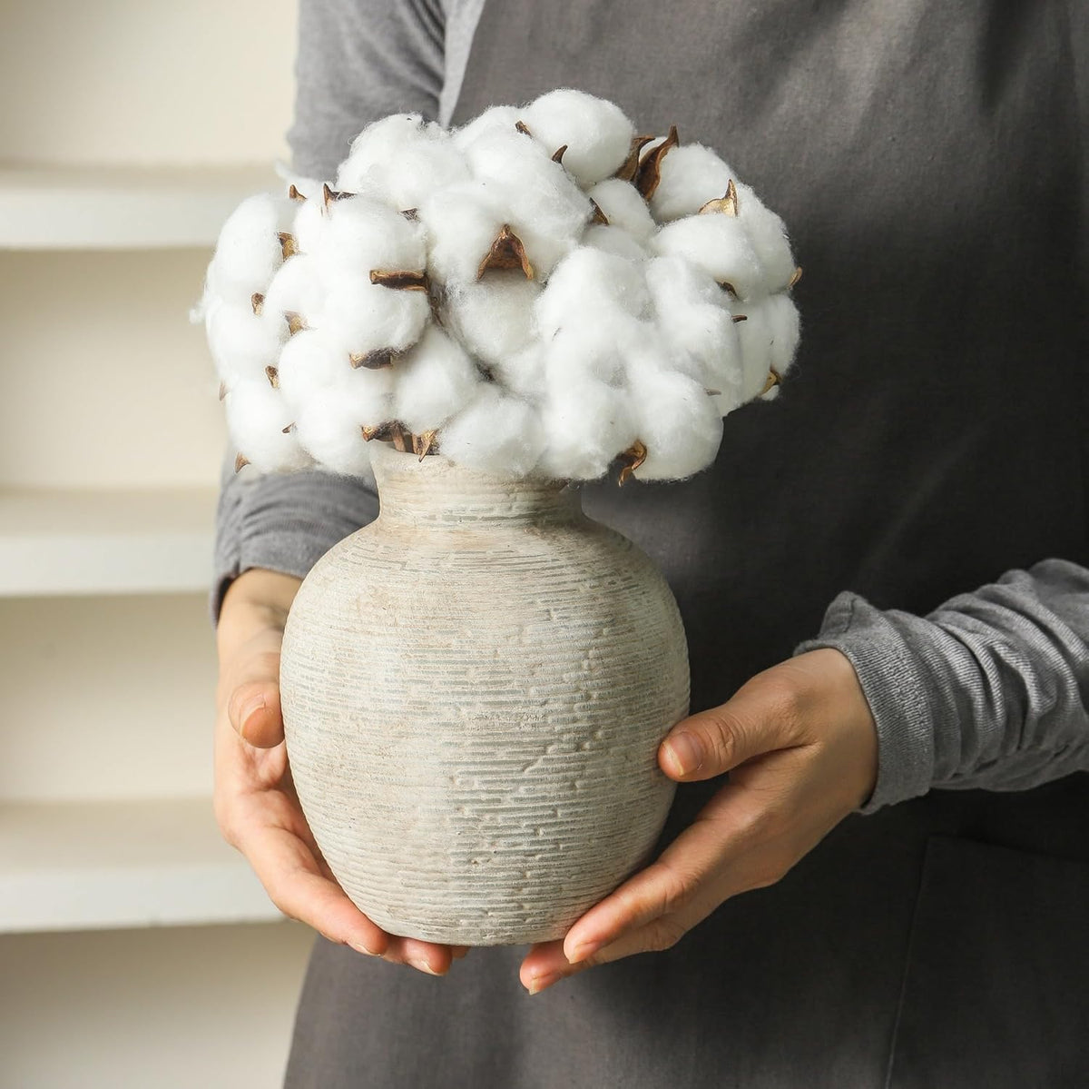 Ceramic Flower Vase Home Decor - Small Farmhouse Table Vases Rustic Vintage Living Room Kitchen Bedroom Decorations for House Book Shelf Office Coffee Desk Dining Fireplace (6" Retro)