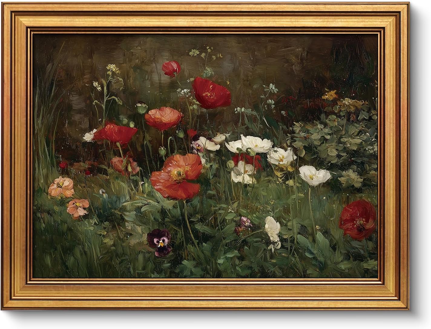 Vintage Gold Framed Wall Art, Sketch Birds Canvas Painting, Cute but Exquisite Wall Decor, No Glass No Glare, Suitable for Bedside Tables, Foyer, Bookshelves,【Hummingbird】-10L x 8W