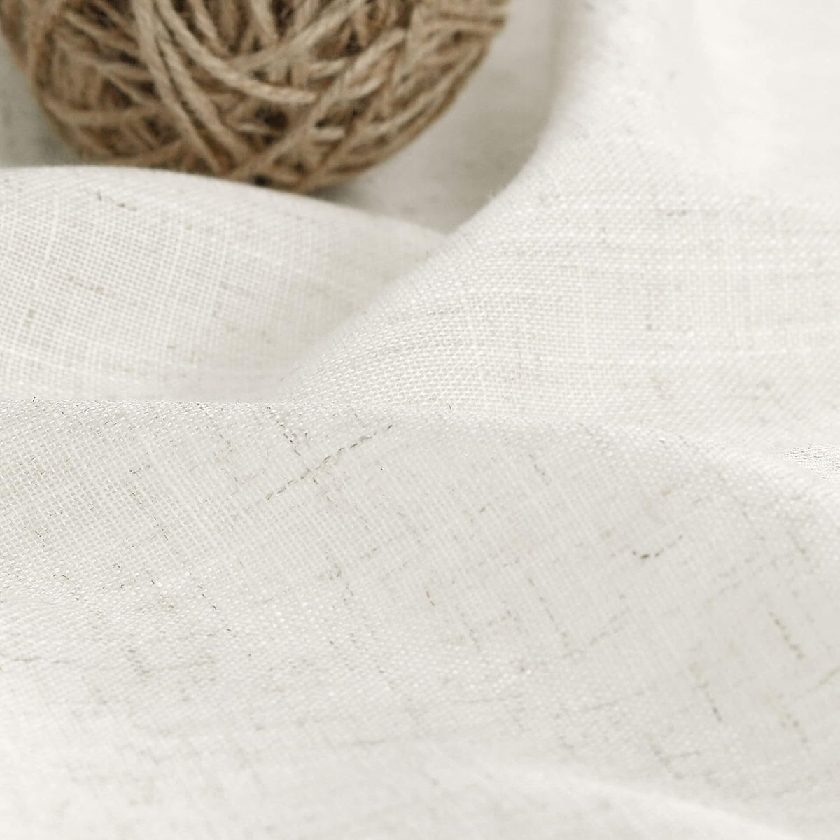 Cream Linen Back Tab Curtains 84 Inch Length for Living Room 2 Panel Set Neutral Modern Farmhouse Window Privacy Semi Sheer Linen Drapes Rustic Pinch Pleated Look Curtain Natural Ivory Colored