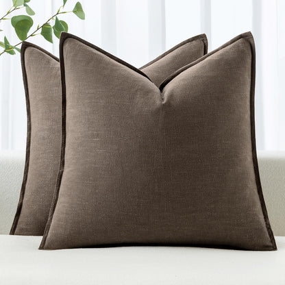 MIULEE Decorative Linen Euro Sham Pillow Covers 24x24 Natural Beige Boho Farmhouse Neutral Couch Throw Pillows for Bed Pack of 2 Accent Modern Pillowcase Sofa Livingroom Home Decor